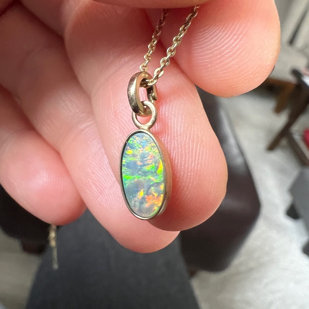 14k Gold Australian Opal Pendant - Picture 10 of 13